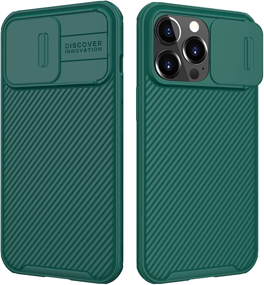 Image of Mangix for iPhone 14 Pro Max Case with Camera Cover,Slim Fit Thin Polycarbonate Protective Shockproof Cover with Slide Camera Cover, Upgraded Case for Apple iPhone 14 Pro Max (Green)