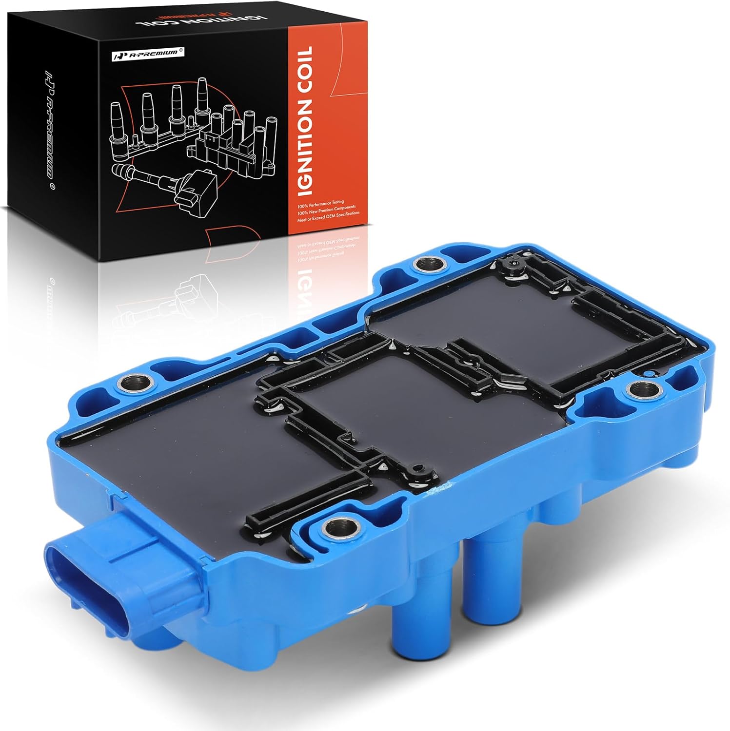 A-Premium (Blue) Engine Ignition Coil Pack Compatible with Chevrolet Silverado 1500, Equinox, Malibu, Impala, Express 1500, Monte Carlo & GMC Sierra 1500 & Buick Lucerne & Saturn Aura & Pontiac G6