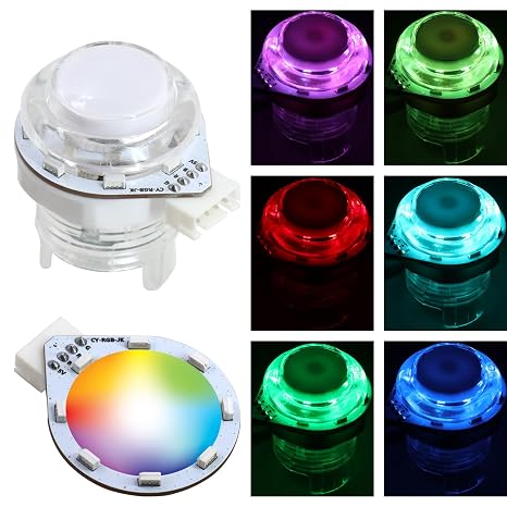RGB LED Light Ring for 28mm & 30mm Arcade Buttons with Control Encoder Board 30mm