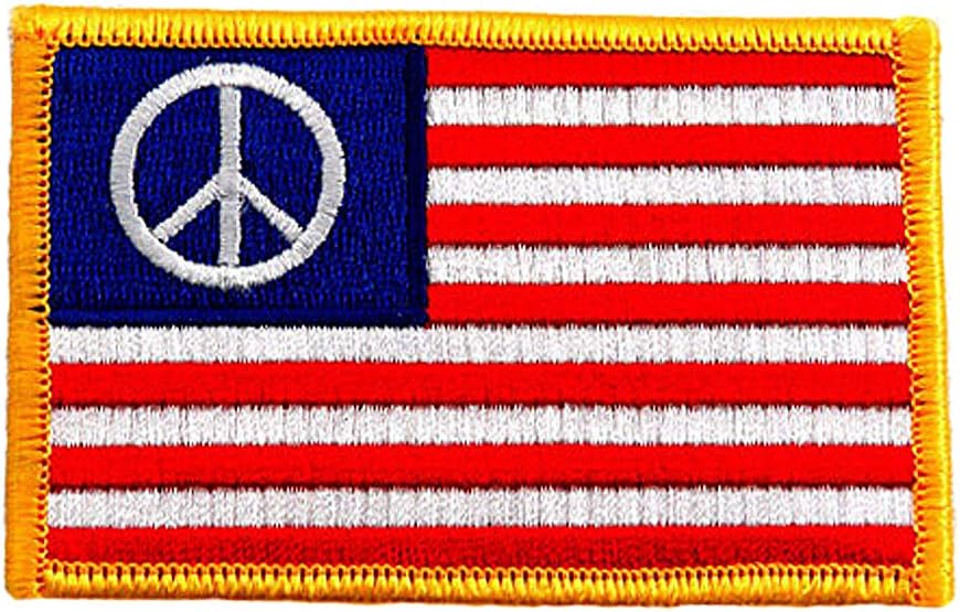 American Flag Peace Sign Embroidered Patch USA United States of America Anti-War