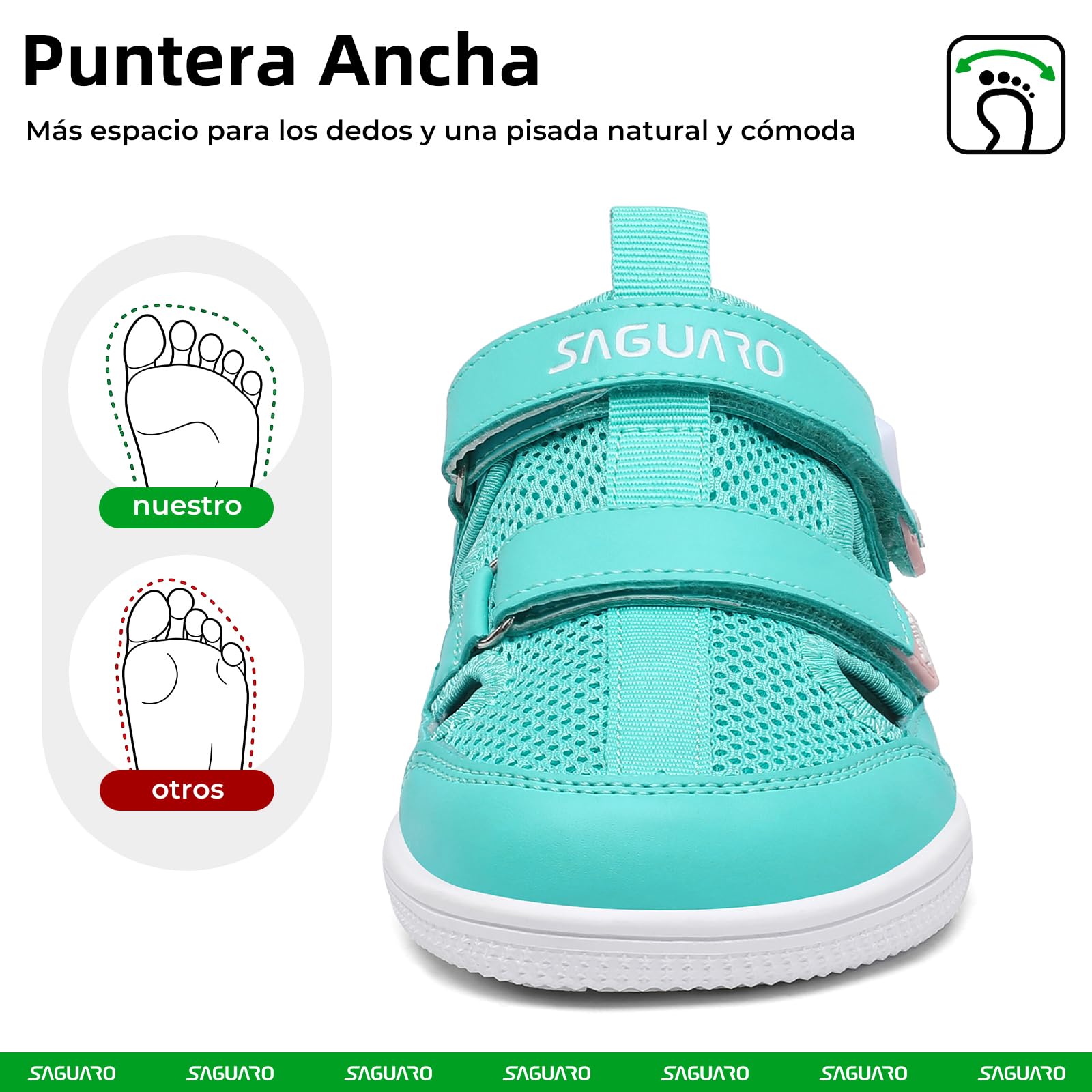 SAGUARO Sandalias Barefoot Niños con Puntera Cerrada Zapatillas de Verano Ligeras Transpirables- Diario, Colegio & Tiempo Libre, 25-36 EU