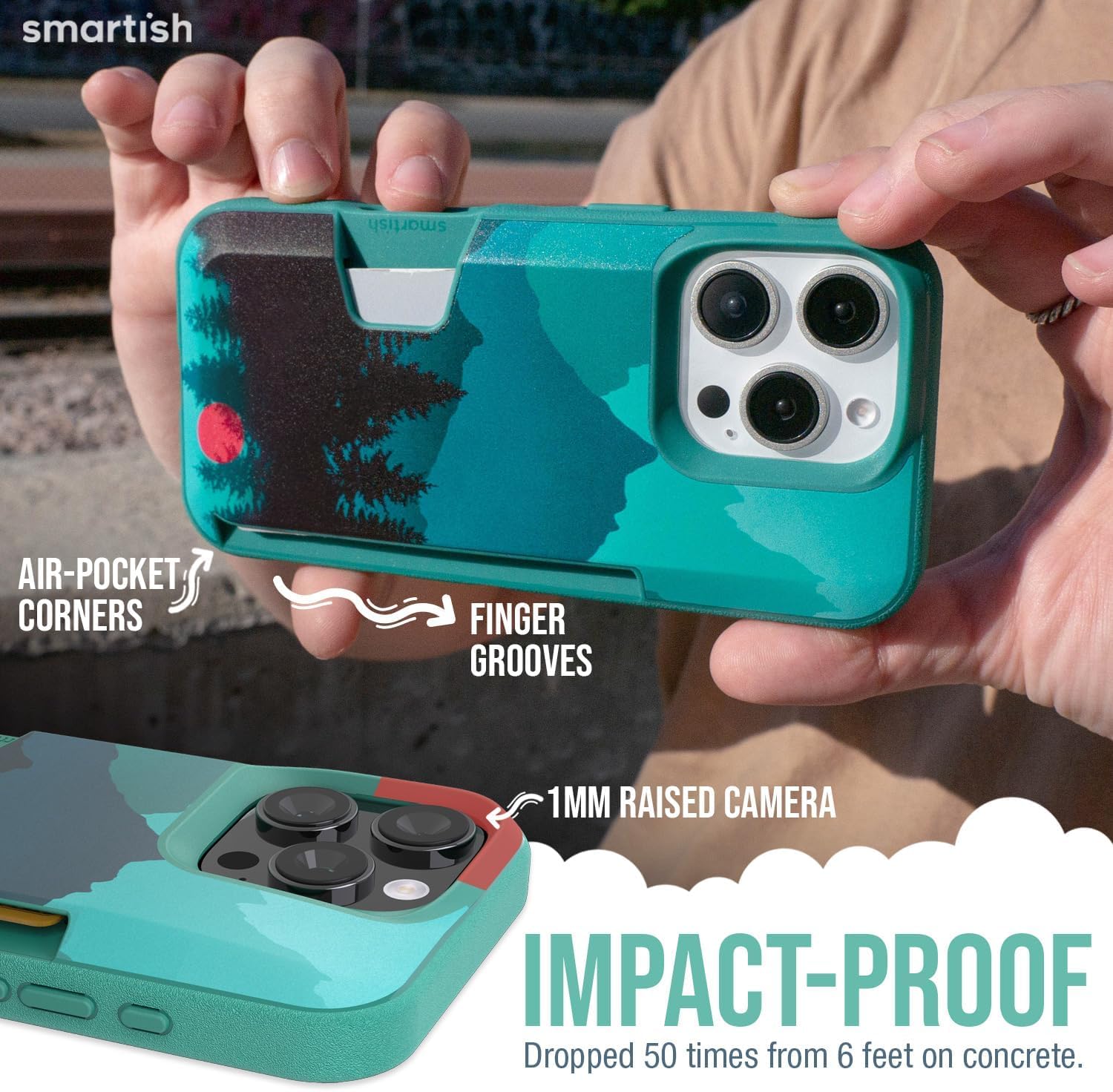 Smartish® iPhone 16 Pro Wallet Case - Wallet Slayer Vol. 1 [Slim + Protective] Credit Card Holder - Drop Tested Hidden Flip Card Slot Cover Compatible with Apple iPhone 16 Pro - Moving Mountains - Image 4