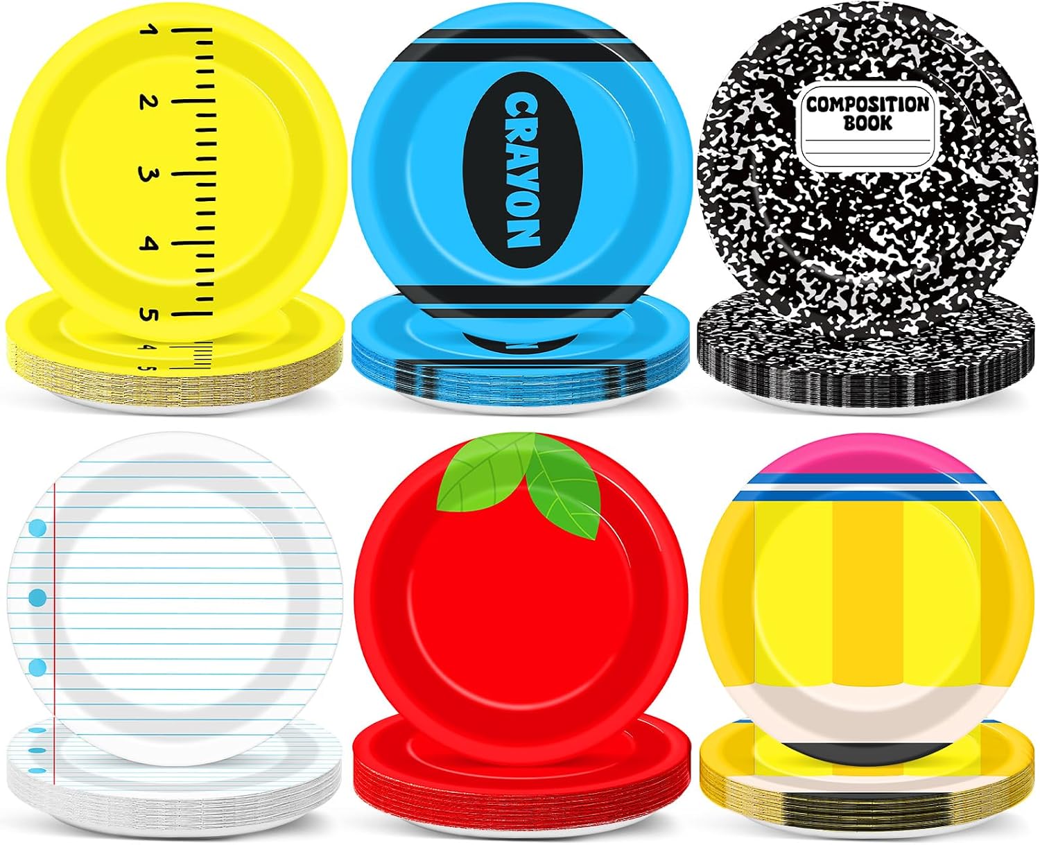 60PCS Back to School Party Paper Plates for Kids First Day of School Season Theme Party Decor Disposable Paper Notebook Theme Plates Tableware Decor for Kids Birthday Graduation Gathering Supplies