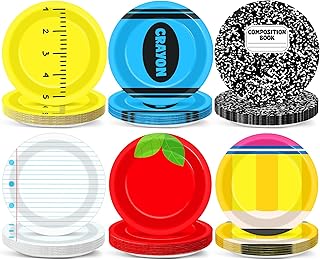 60PCS Back to School Party Paper Plates for Kids First Day of School Season Theme Party Decor Disposable Paper Notebook Theme Plates Tableware Decor for Kids Birthday Graduation Gathering Supplies