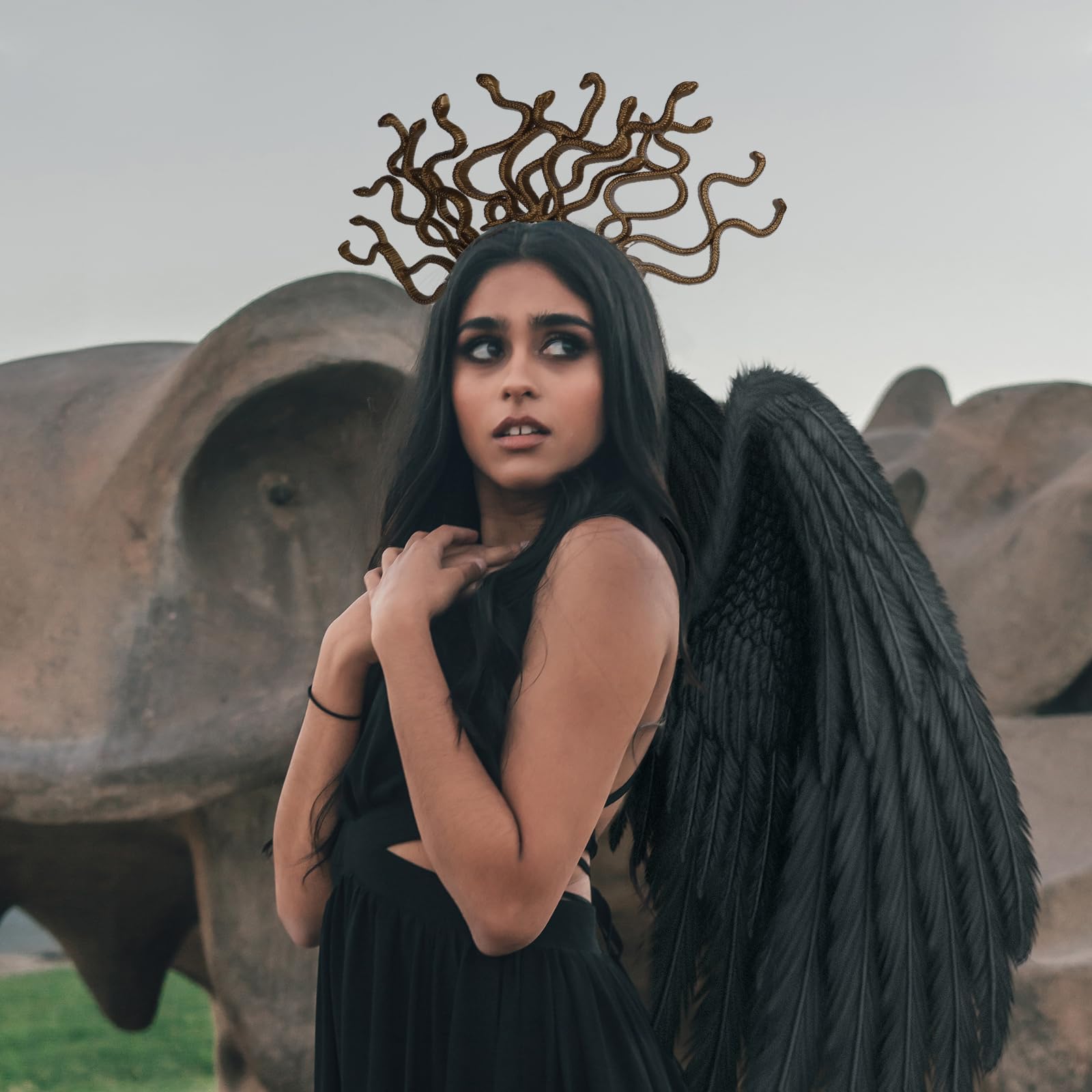 BOXOB Copricapo a serpente per Medusa, copricapo da dea greca, per Halloween, riutilizzabile, accessorio per capelli da donna, per feste di Halloween