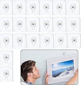 Tryslyn Klebehaken 20 Stück – Bilder Aufhängen Ohne Bohren, Transparent & Rückstandsfrei