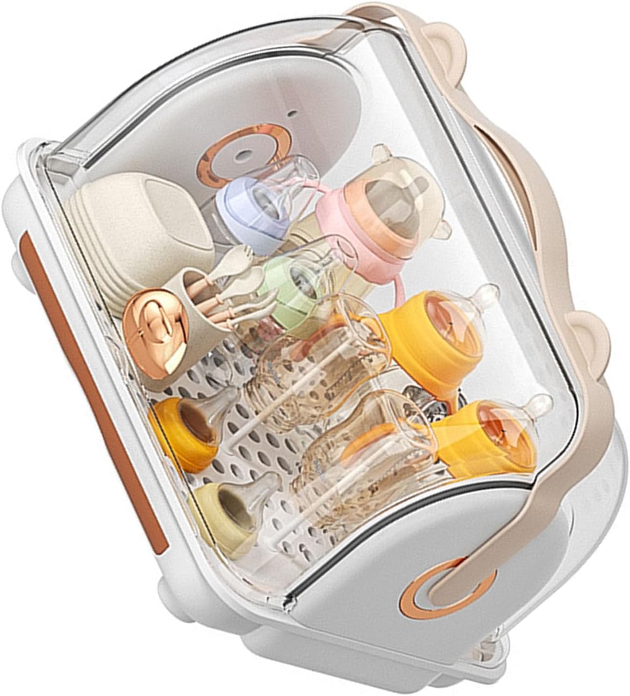 Baby Bottle Storage Box Sturdy Multifunctional Organizer with Lid for Moms At Home or On the Go - Plastic Nursing Bottle Storage Box Compact Size