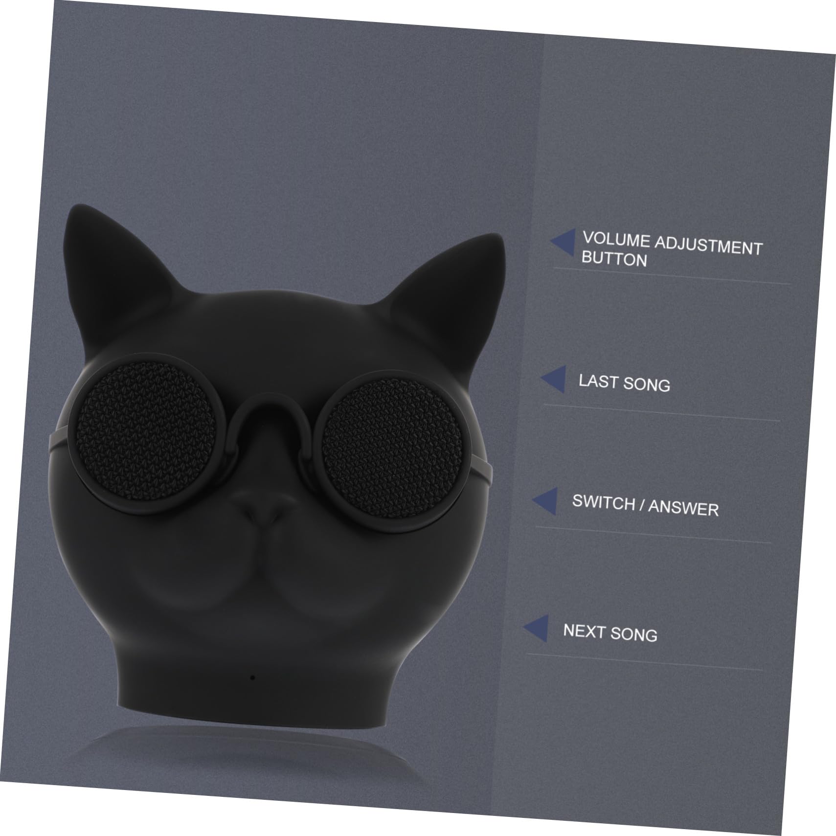 Mikikit Petit Haut-Parleur sans Fil de Tête de Chat, Enceinte Mini en Plastique Noir Batterie 1500mah pour Maison et Bureau