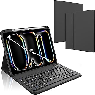 كي فاجو حافظة كيبورد لجهاز ايباد برو 11 انش M4 2024 مغناطيسية قابلة للفصل مع بلوتوث غطاء ذكي قابل للطي حامل قلم خاصية النوم - الاستيقاظ التلقائي اسود