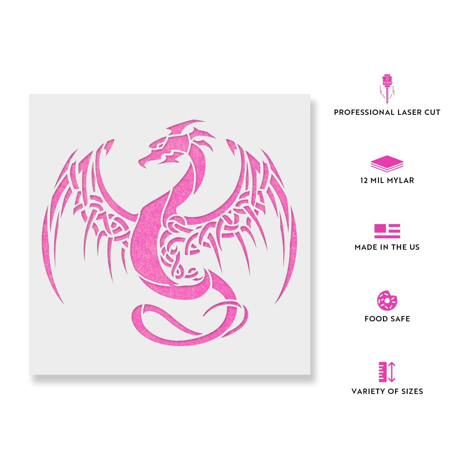 Dragon Stencil - Mylar Stencils, Dragons Stencil, Dragon Stencils, Stencil Dragon, Plastic Stencils