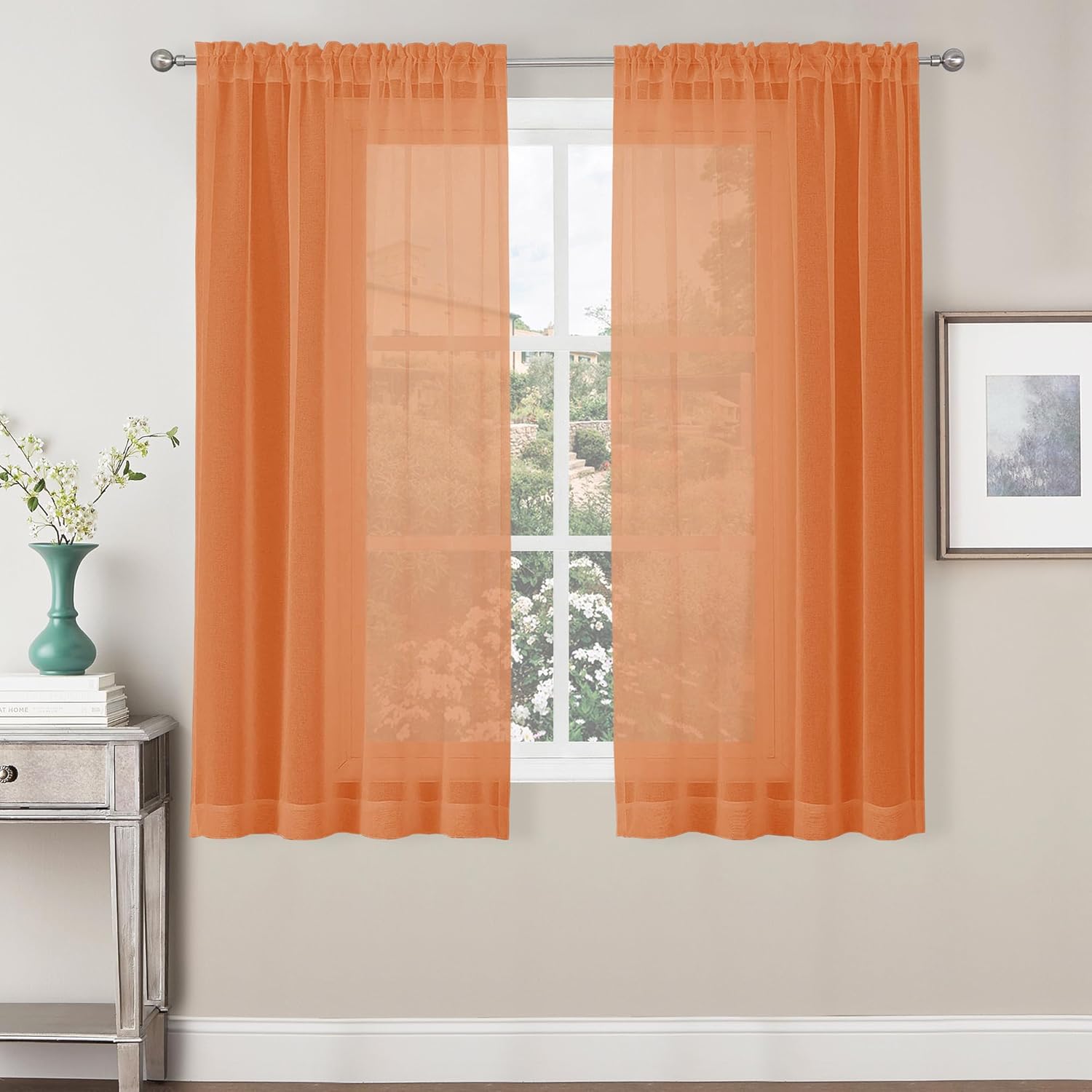 CUCRAF Sheer Curtains Panels for Living Room Bedroom Semi