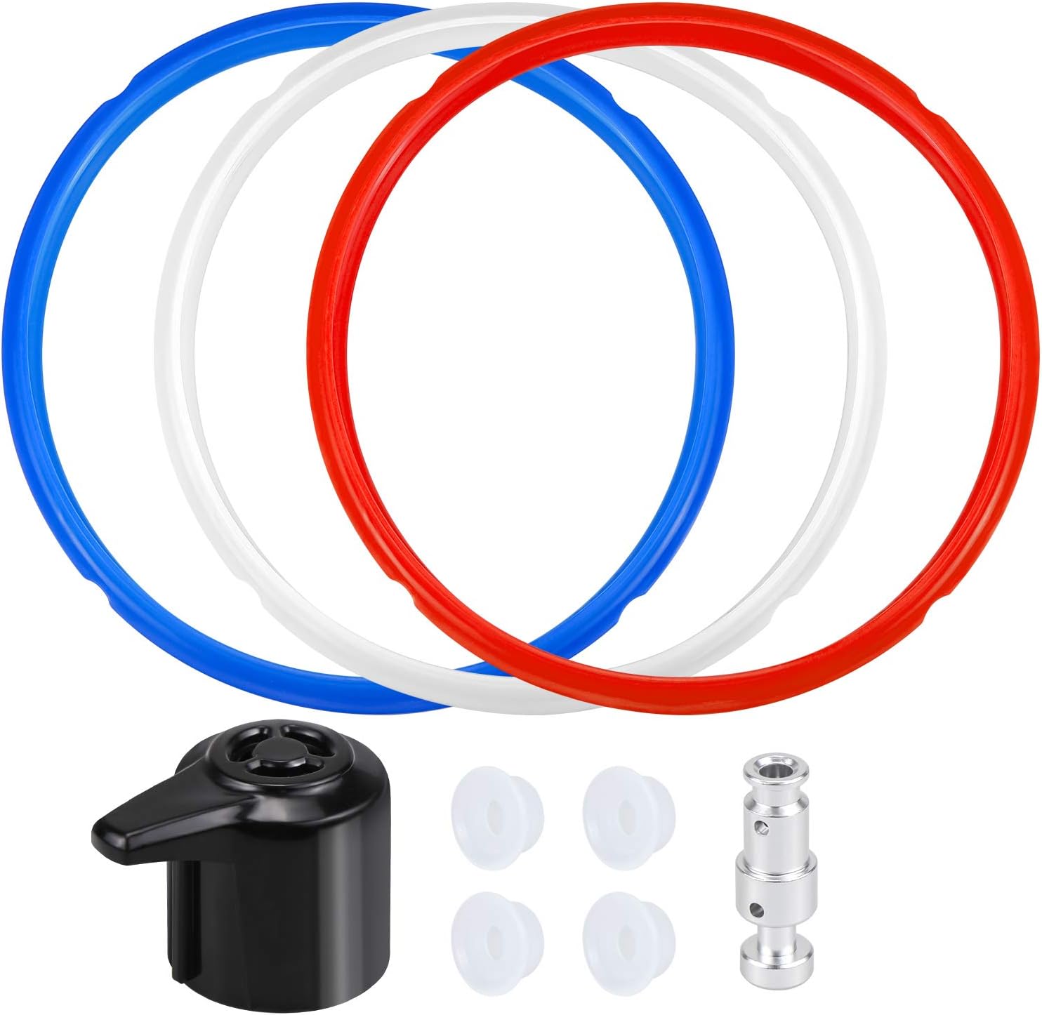 Dreamtop 3 Pack Silicone Sealing Ring Steam Release Valve Float Valve Seal with 4 Bonused Sealer,Perfect Replacement Parts Accessories for 5/6 Quart Models
