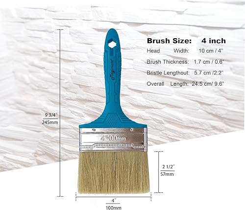 Miniatura 3 de Cepillo de manchas de 4 pulgadas, cepillo de cerdas planas anchas para pintar paredes, gabinetes, retoques de casa y limpieza de polvo, verde azulado