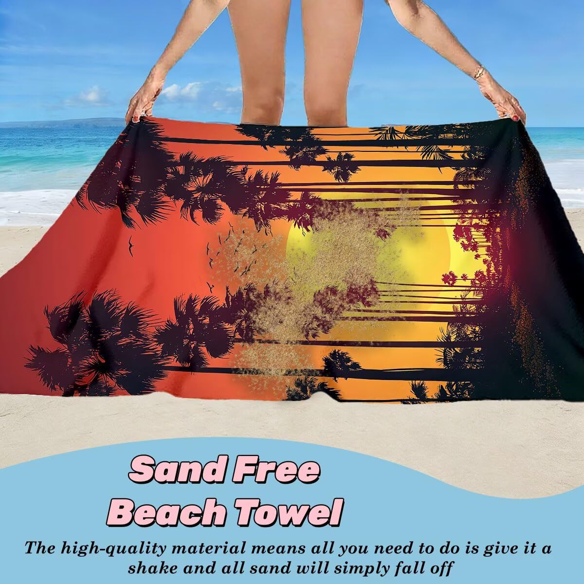 Toalla Playa 80x160 cm, Toalla Gimnasio Microfibra Secado Rapido, Juego de 2 Antiarena Toallas de Playa, Ligera Compacta Toallas Microfibra Grande para Viaje, Regalo Hombre Mujer (Paisaje) -5155