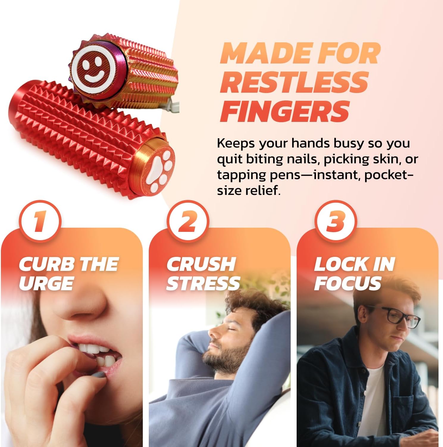 2PCS Little Ouchies Pain Fidget, Pain Stim Tool Spiky Sensory Fidget Toys for Adults Anxiety Relief, Portable ADHD Autism Clicker, Grippie for Focus & Skin Picking, Stress Relief Gift for Teens - RED