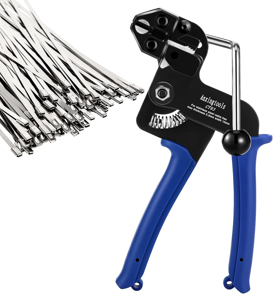 200-teiliges Metall-Kabelbinder-Wrap-Kit, Edelstahl-Kabelbinderpistole, einstellbares Spann- und Schneidwerkzeug mit 200-teiligen 304-Edelstahl-Kabelbindern