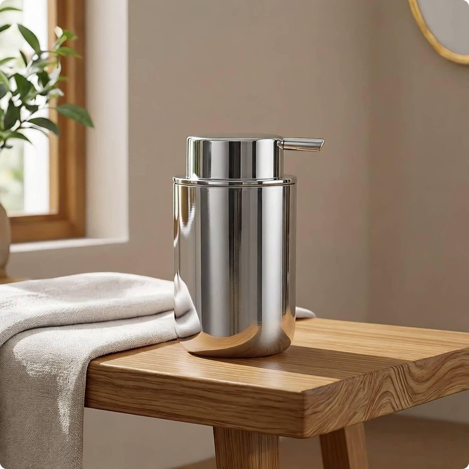 Stainless Steel Soap Pump Rust Resistant Liquid Hand Soap Dispenser Refillable Stainless Steel Lotion Dispenser for Kitchen Silver-image-39