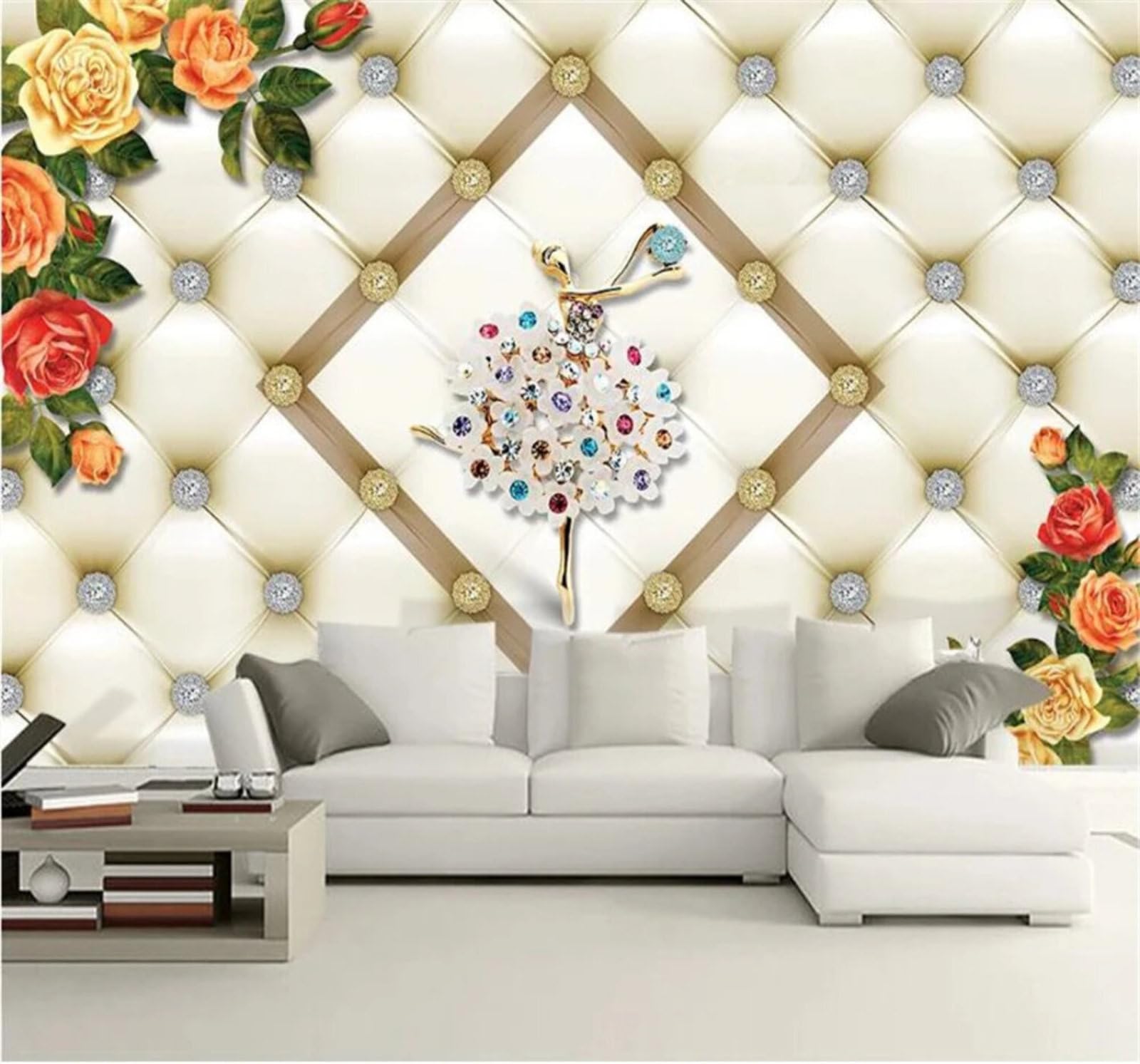 Creative Luxurious Upholstered Beautiful Flowers 3D Wallpaper Easy Install Feature Office Living Room Sofa Bedroom TV Background Wall Decoration-350cm×256cm