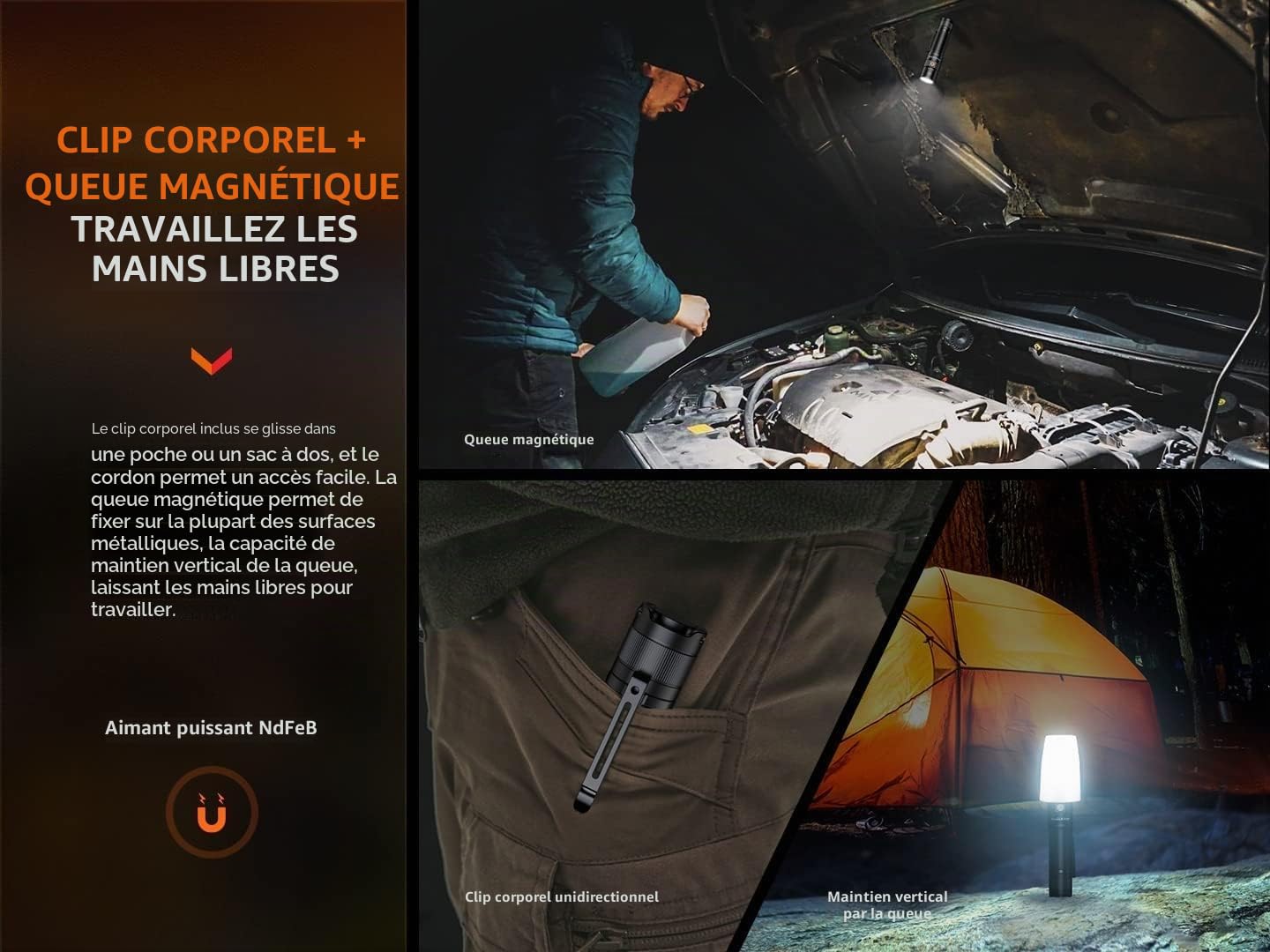 fenix E35R Lampe torche rechargeable 3100 lumens avec queue magnétique