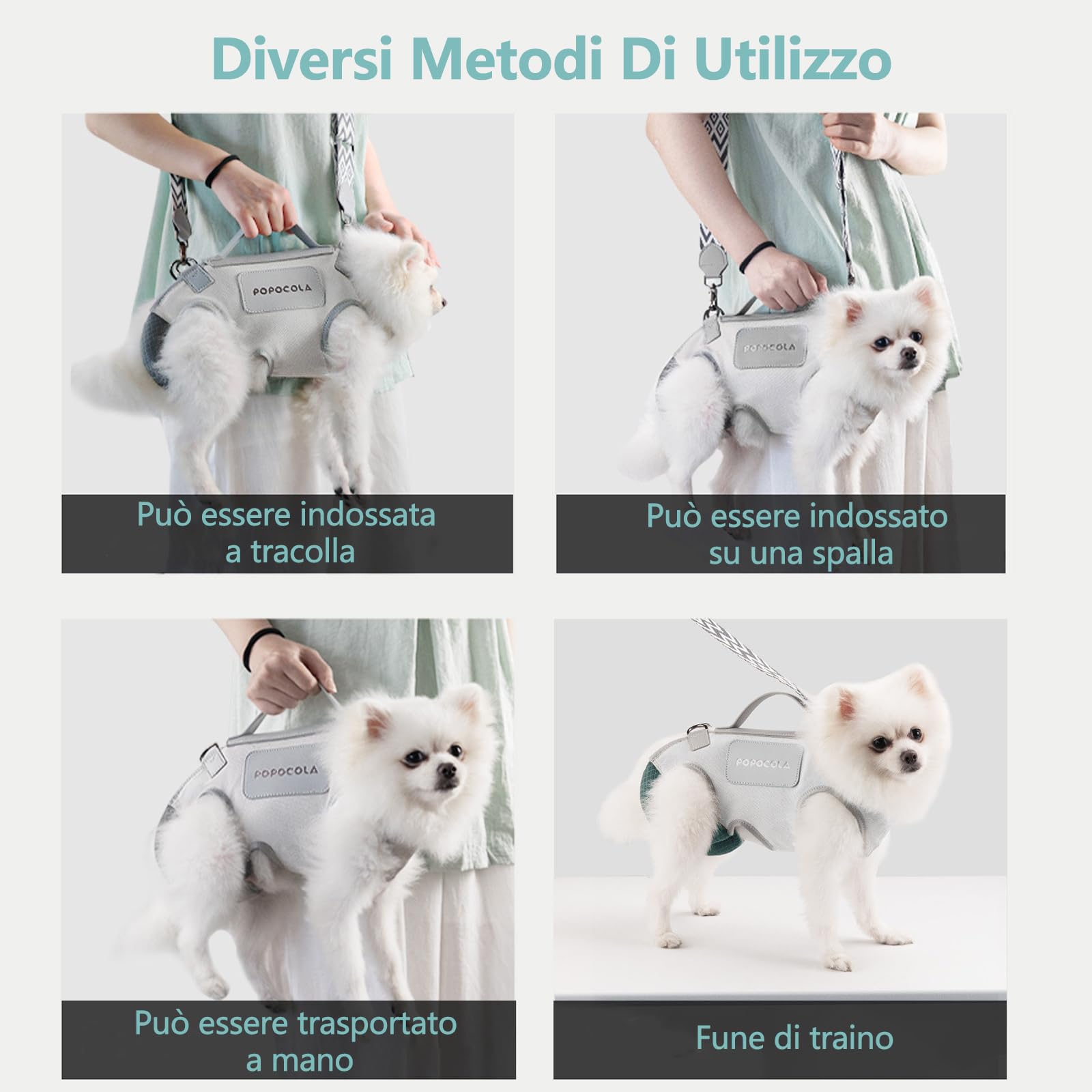 Galatée Borsa Da Viaggio Per Animali Domestici Con Supporto Per Il Collo, Realizzata In Pelle Microfibra e Tela, Design Monopezzo, Rete Traspirante (M)