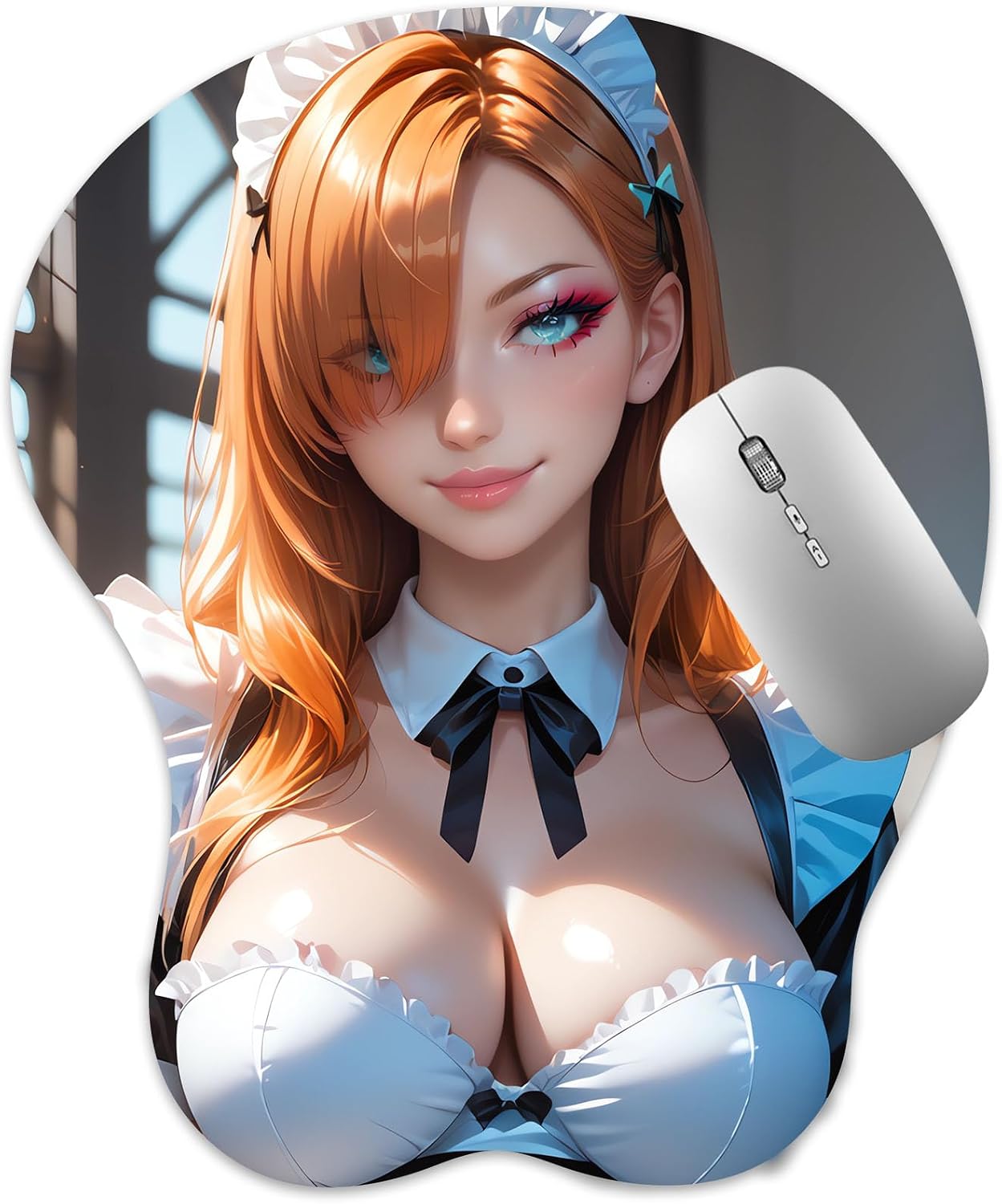 3D Mouse Pad, Oppai Mousepad with Soft Gel Wrist Rest Anime Manga Gaming Boob pad Anti-Slip Mouse Mat, Mikayu