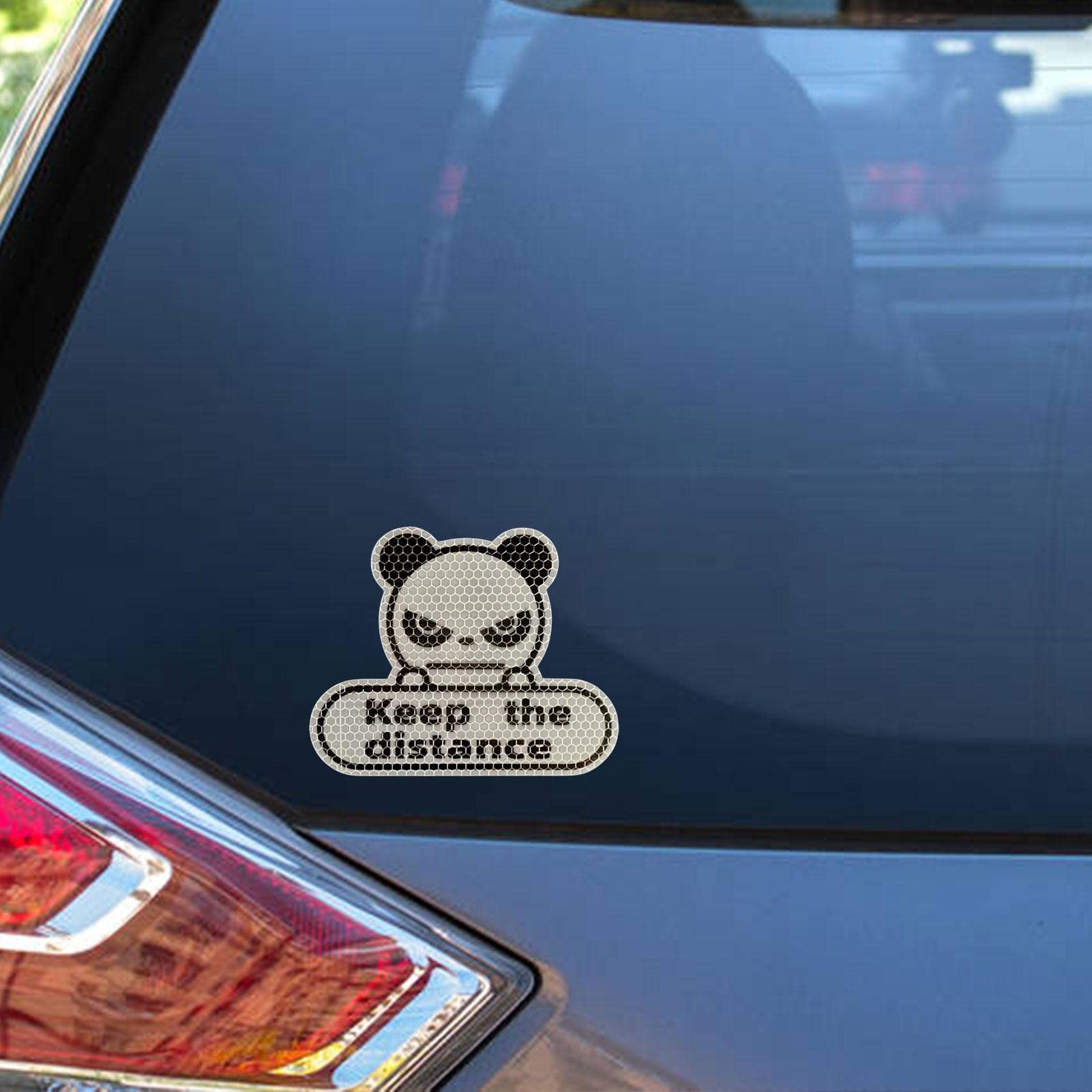 Adesivi riflettenti per auto | Adesivo Keep The Distance | Adesivi panda ad alta visibilità, auto autoadesivi per esterni, viaggi, guida Maciun