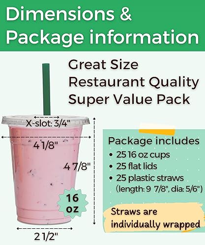 Miniatura 2 de Aatriet vasos de plástico transparente de 16 onzas con tapas y pajitas, vasos desechables para fiesta para llevar café helado, bebidas frías,
