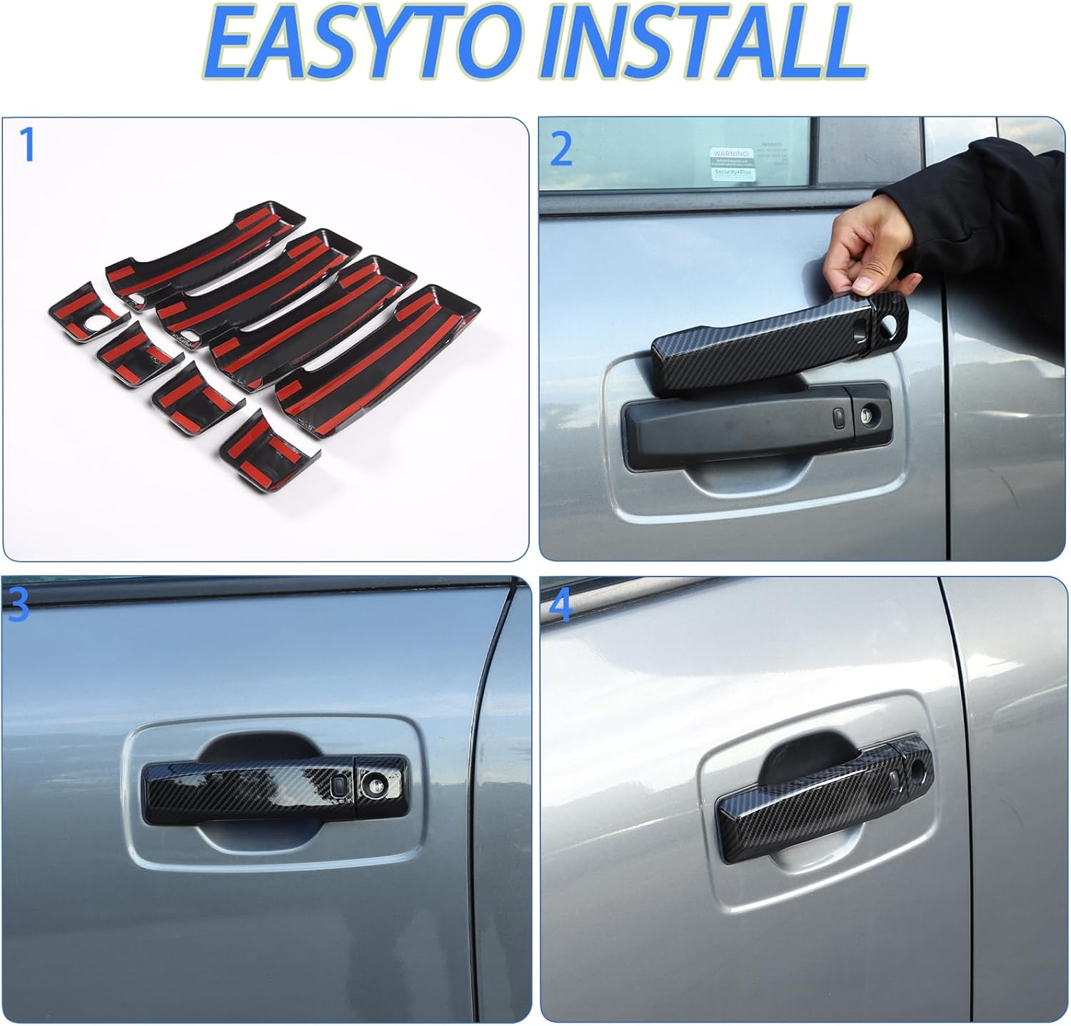 Exterior Door Handle Cover Compatible with Nissan Titan 2016-2023, Car Front Rear Outside Door Handle Outer Trim Cover Protector Decoration Covers Accessories (Carbon fiber pattern-four doors)