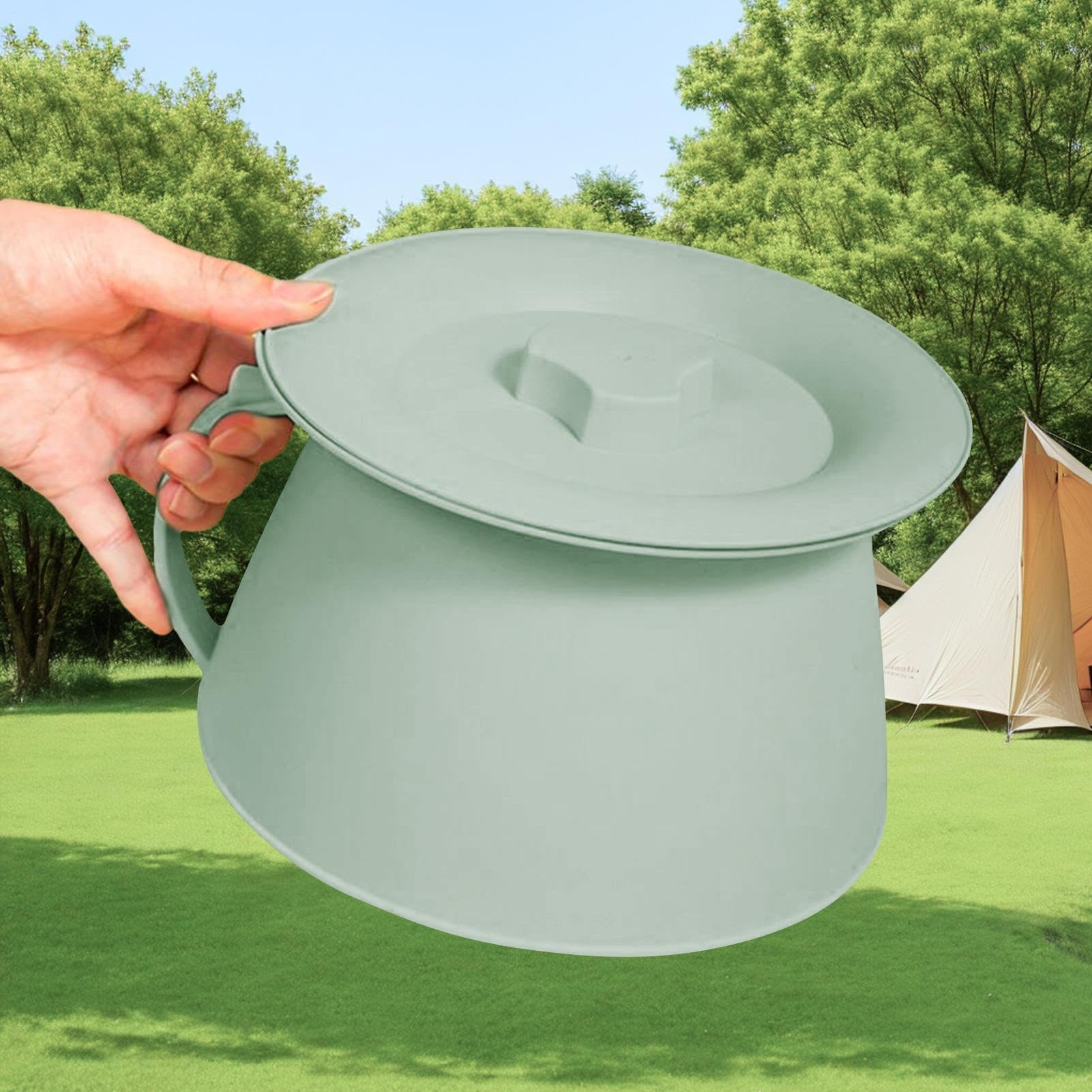 Tragbares Töpfchen für Erwachsene und Kinder, Nachttisch-Urinal mit Deckel, leicht zu reinigende Toilette für Camping, Reisen und Zuhause