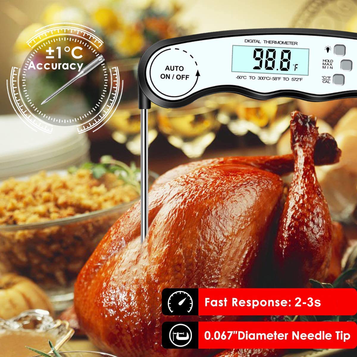 GDEALER DT6 Instant Read Meat Thermometer Waterproof Ultra Fast Digital