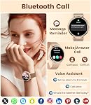 Smart Watch for Women with LED Flashlight, 1,26 Ultra-Clear Screen Ladies' Fitness Watch with Answer/Make Calls, IP68 Waterproof 110+ Sport Modes Female Smartwatch for iOS Android, 2 Straps Rosegold