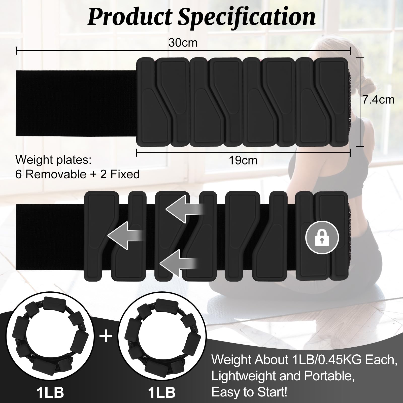 2 pz Pesi per Polsi Regolabile 0,46kg Ciascuno, Portatili Poids Cheville, Unisex Ankle Weights, Superficie In Silicone Cavigliere Pilates per Esercizio, Jogging, Yoga, Aerobica
