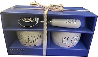 Rae Dunn Patriotic Ice Cream Bowl Set with Scoop - Red White Blue Stars