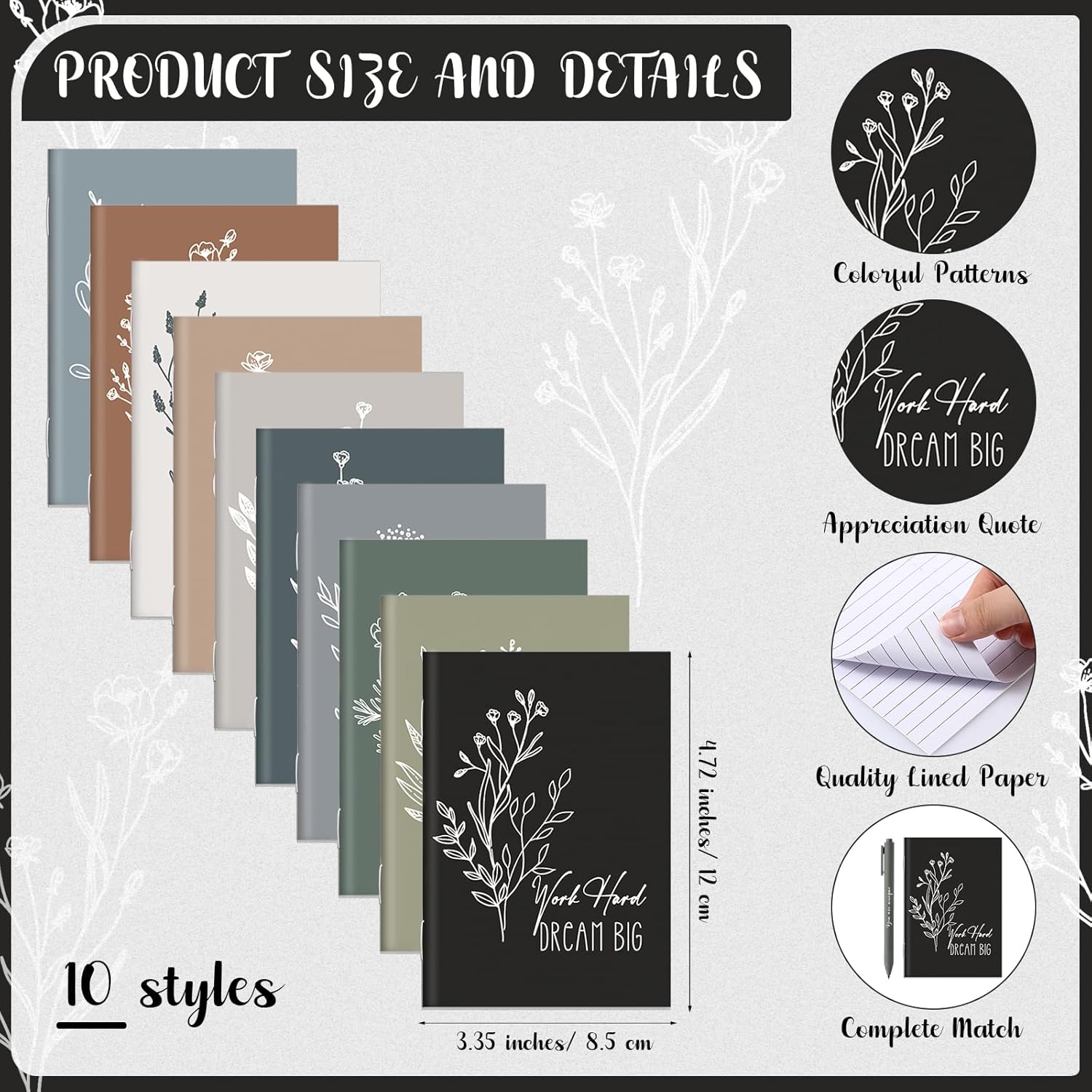 40 Pcs Inspirational Notebooks with Pen Bulk Motivational Mini Notepads International Women's Day Gifts Bulk for Employee Coworker Office Staff Teacher Nurse Social Worker (Neutral Colors) - Image 2