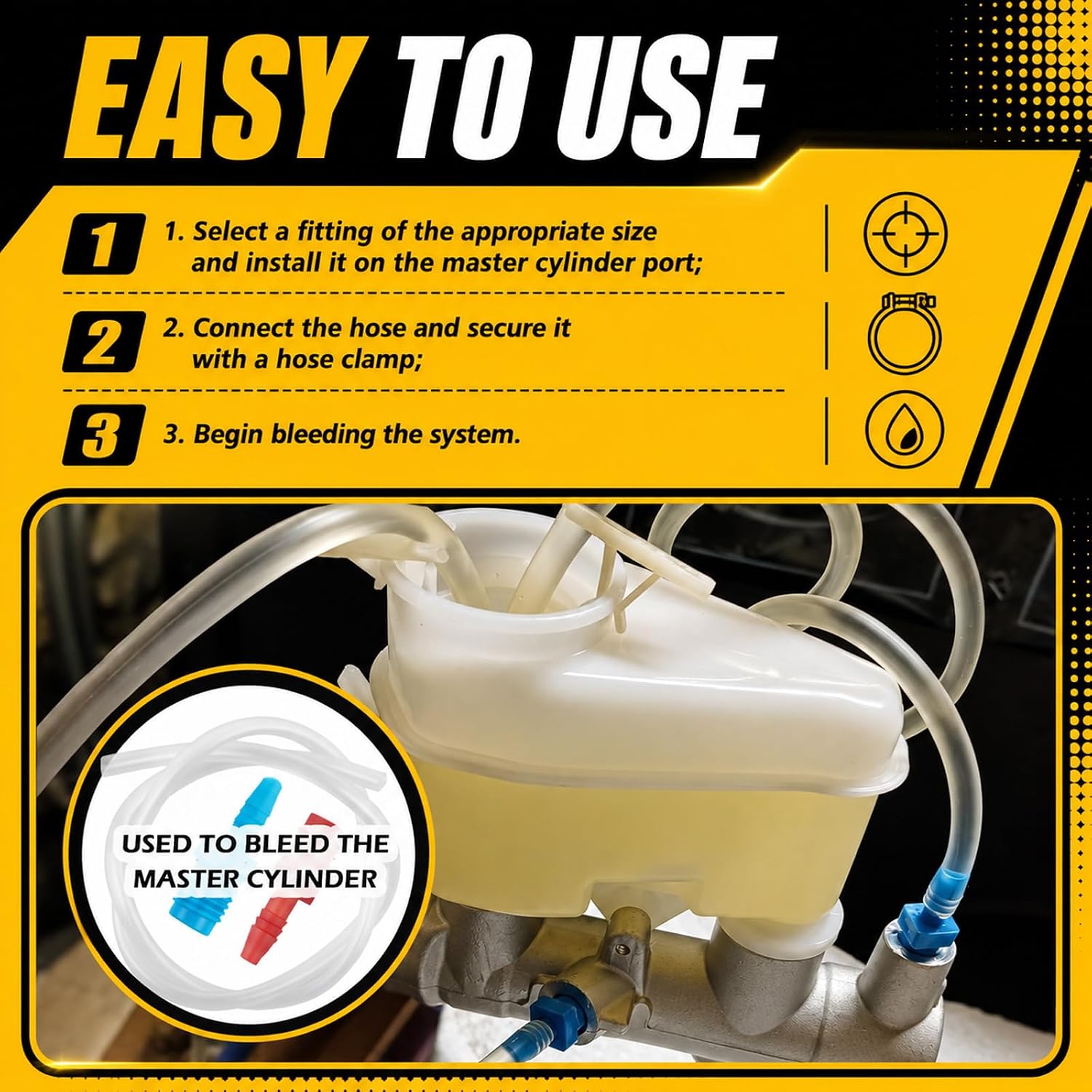 Brake Master Cylinder Bleeder Kit OEM#14151,Brake Master Cylinder Bench Bleed Kit Assembly with 22" Hoses,Connectors,3-Ways,Clamps,Universal Brakes Bleeder Kits Car Accessories