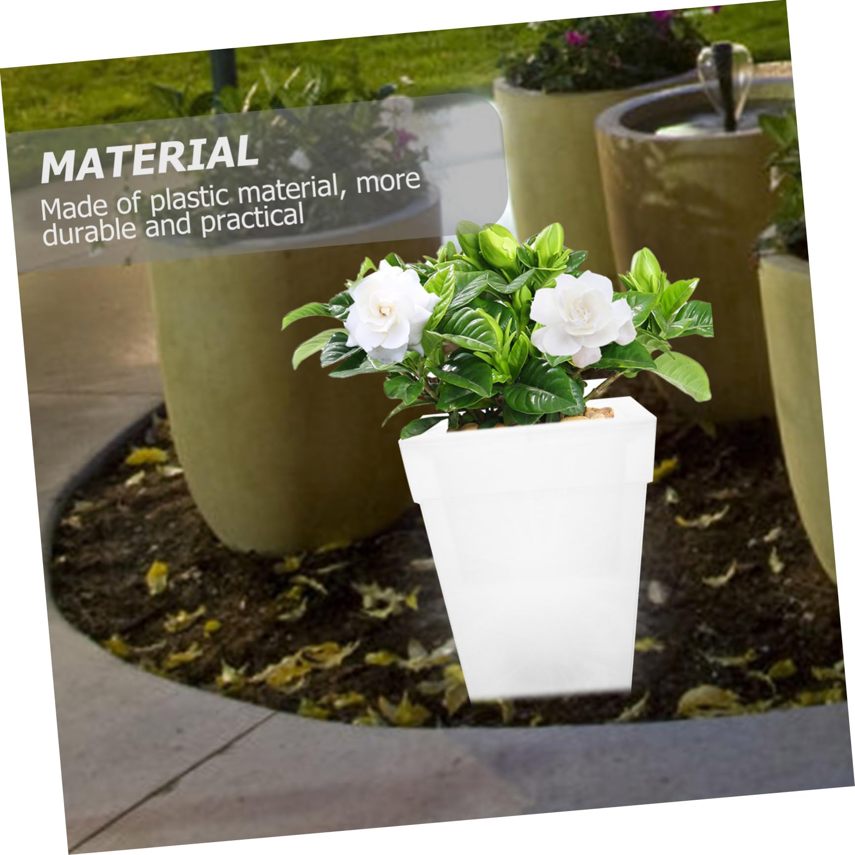 Homoyoyo Fioriera Solare da Giardino Quadrata 4 LED Luce Bianca in Plastica per Piante Decorazione Esterna e Festa in Cortile Ip44
