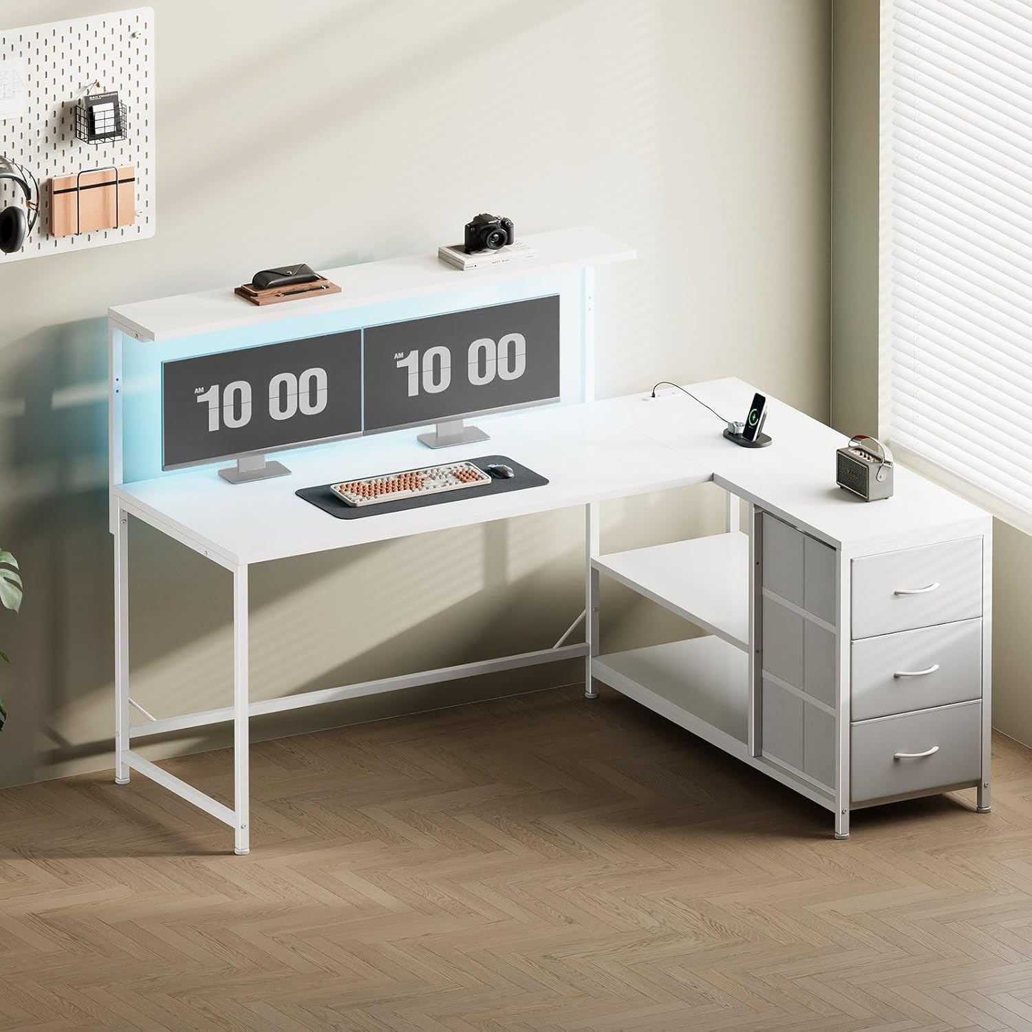 YeTom l字デスク 幅120cm パソコンデスク 机 pcデスク モニタ台の高さ