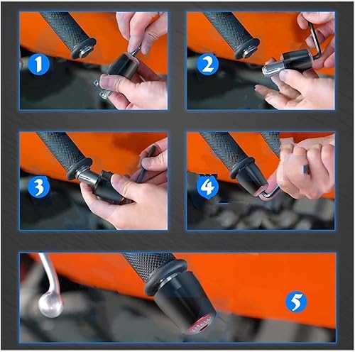 Miniatura 4 de Manillar de motocicleta de 0.866 in empuñaduras de manillar de motocicleta extremos de barra de mango anti vibración tapones deslizantes para S &