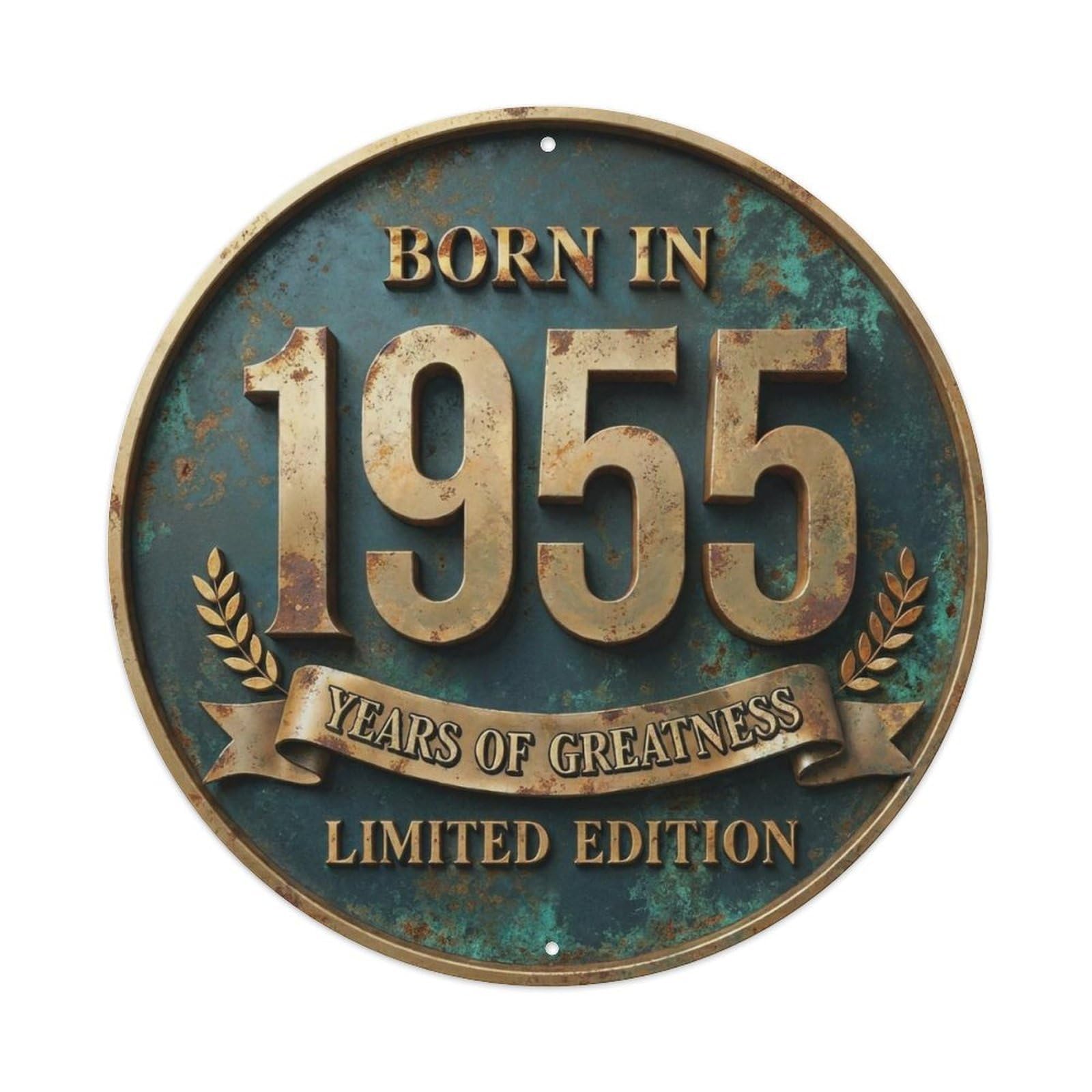 Okahys 8X8inch(20X20cm) Born In 1955 Years Of Greatness Year-Themed Birthday Gift Metal Tin Sign