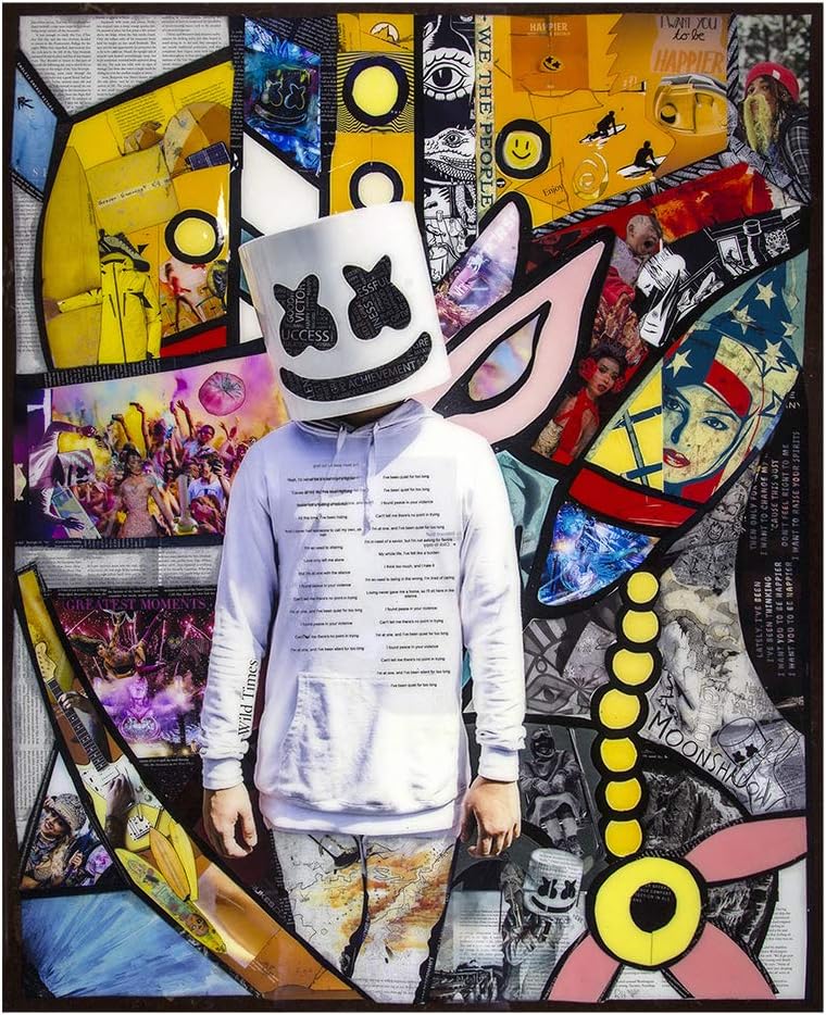 Moon Shadow Dj Marshmello Collage Dj for Kids Poster & Print Wall Art Room decor Marshmello Decorations Marshmallows Poster Print Size (11 inch X 14 inch) Unframed