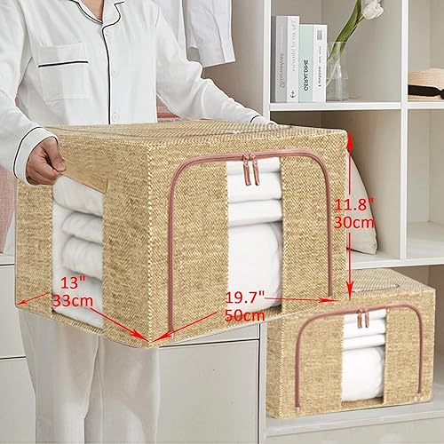 Miniatura 4 de choedii Contenedores de almacenamiento, paquete de 2 bolsas organizadoras apilables grandes y plegables transparentes para organizar la ropa, caja