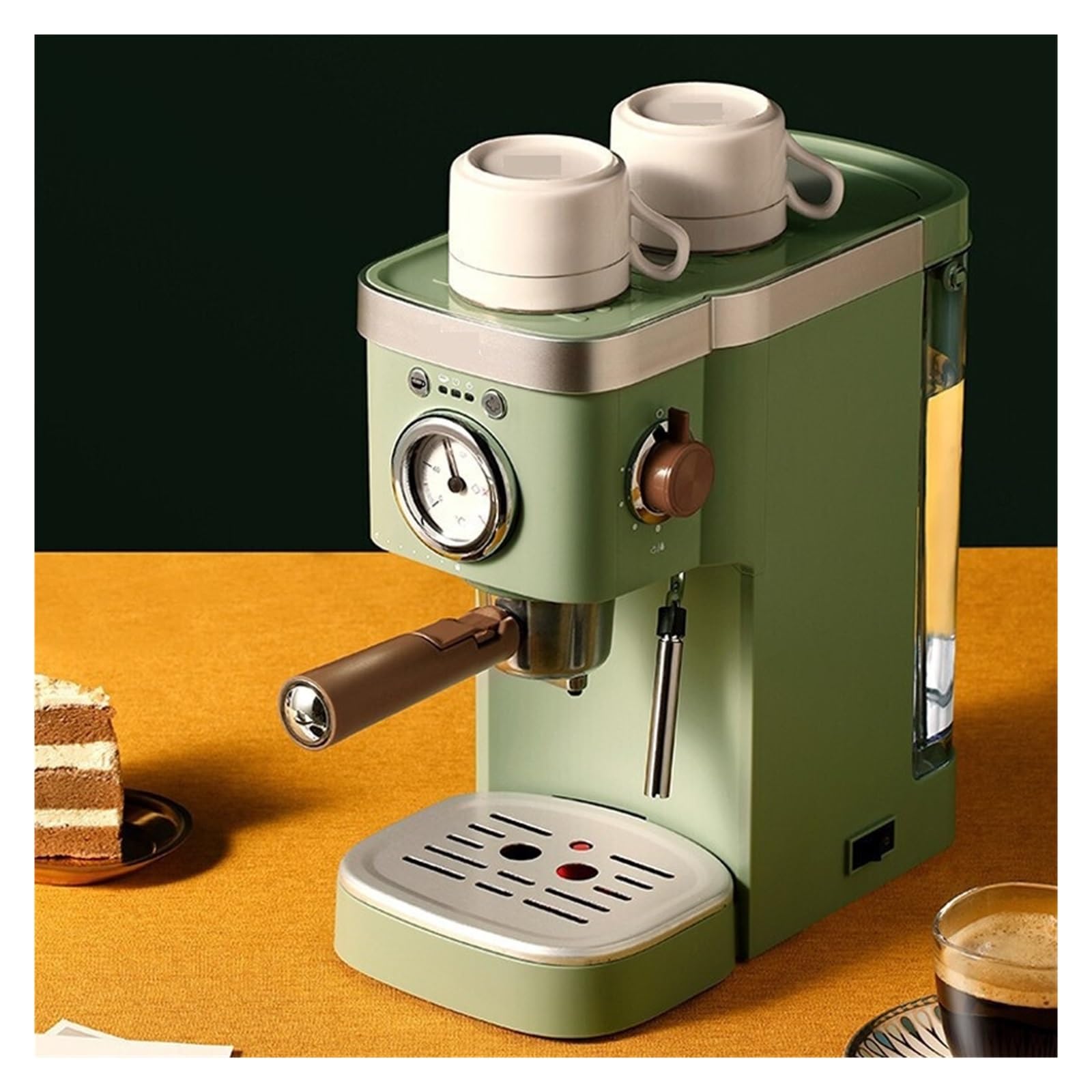 Włoski ekspres do kawy Retro zielony spieniacz do mleka ekspres do kawy w proszku kapsułka espresso robienie napojów kawowych, ekspres do kawy