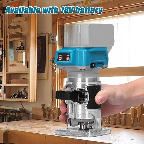 Miniatura 5 de Weytoll Enrutador sin escobillas de 18 V y 18000 RPM, recortadora de madera, enrutador inalámbrico de palma de 0.250 in de diámetro, velocidad de 6