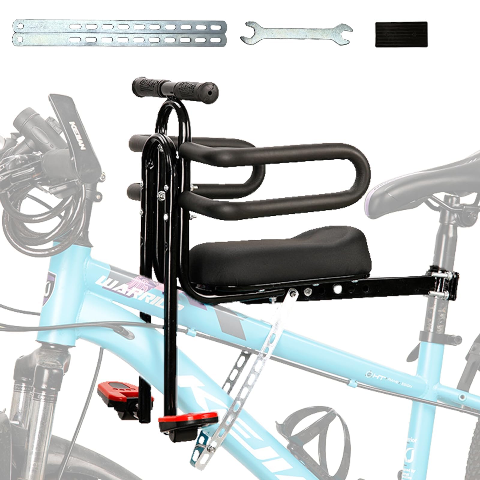 auvstar Seggiolino Bici Anteriore,Seggiolino Anteriore per Bicicletta per Bambini,Seggiolino Anteriore per Bicicletta Sicurezza Bambino con Pedale E Staffa di Sicurezza,per Mountain Bike