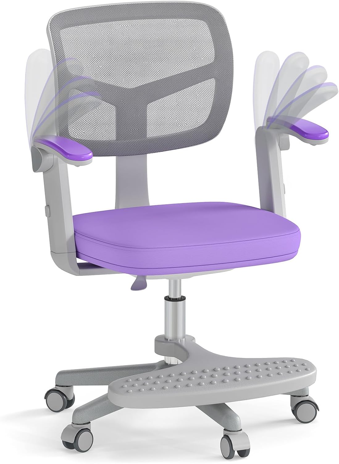 HONEY JOY Kids Desk Chair, Children Study Chair with Adjustable Height/Armrest/Footrest, Swivel Rolling Mesh Task Student Chair, Kids Computer Chair for Teens Girls Boys, Home, School, Office (Purple)