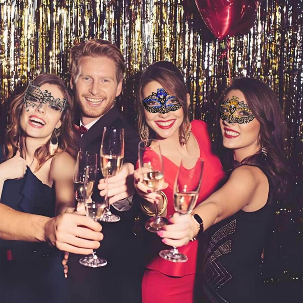 Crystal Masquerade Mask Women Black Masks Lace Masquerade Sparkle Venetian Masks for Rave Mardi Gras - Image 6