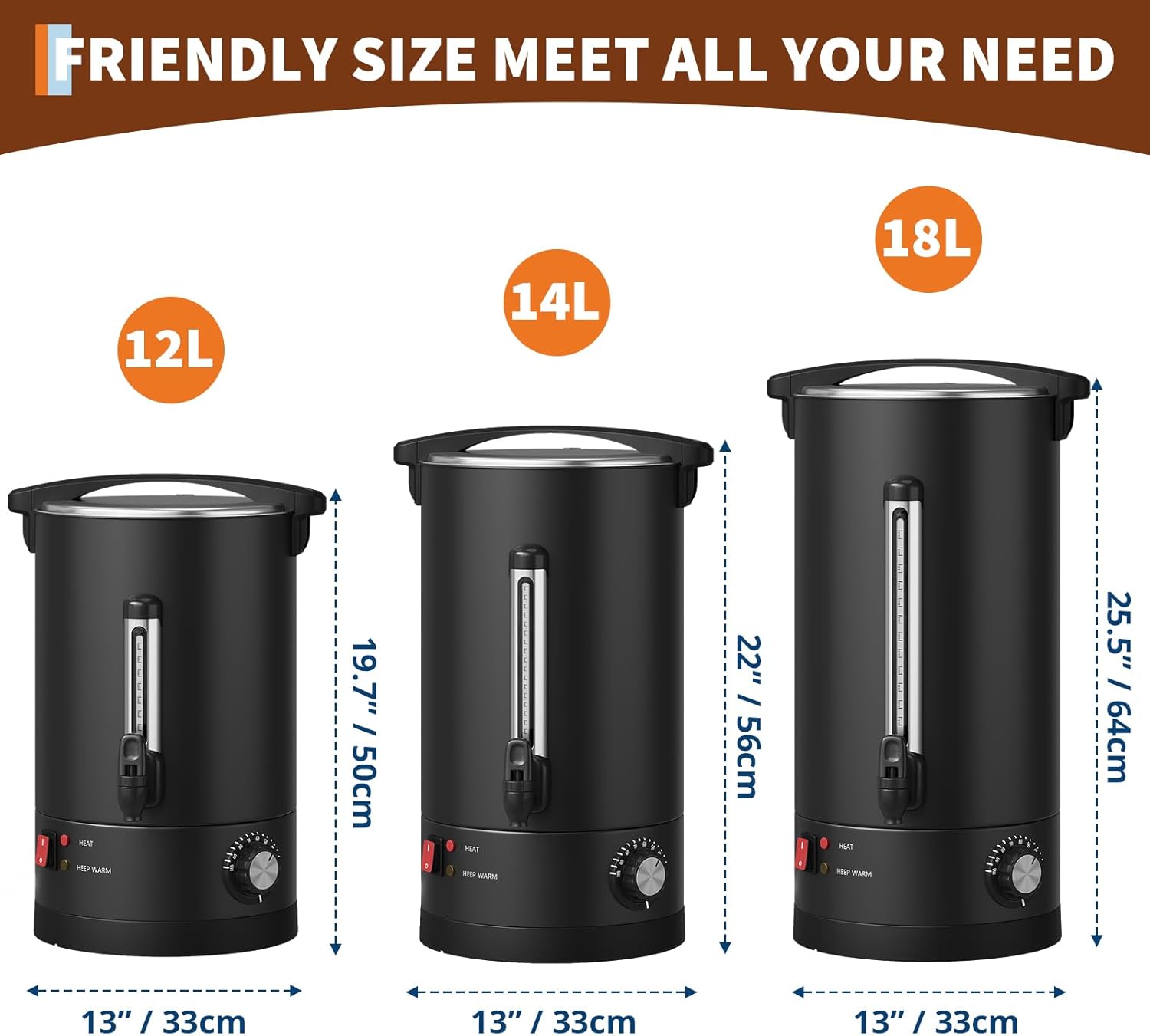 1200 Cup Coffee Urn, 18l/4.8 Gal Stainless Steel Commercial Coffee Maker, Double Wall Hot Beverage Dispenser with Auto Temp Control Faucet for Buffet, Catering, Wedding, Events, Black - Image 3