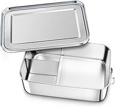 Homikit Brotdose mit Fächern, 1400ml Edelstahl Bento Box Lunchbox für Kinder & Erwachsene, Auslaufsicher Metall Brotzeitdose mit Dichtring für Schule, Büro, Picknick, Spülmaschinenfest