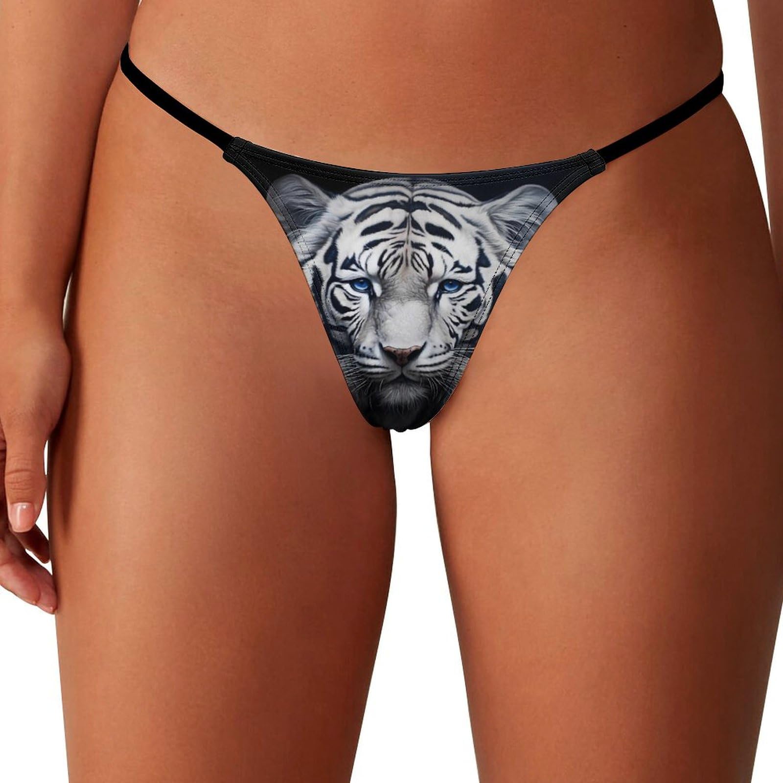 Fjqwklf Women's As Pic White Tiger Face Thongs For T-Back G String Hipster Sexy Bikini No Show Underwear Panties