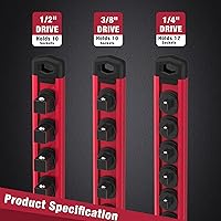 Vista 8 de WORKPRO - Organizador magnético de llaves de vaso, riel de llaves de aleación de aluminio de 3/8 de pulgada, soporte de llaves de gran resistencia